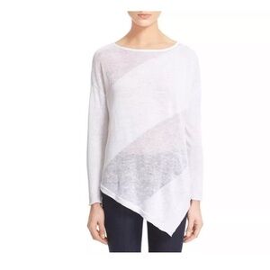 Alice Olivia Asymmetrical Linen Lightweight Knit White‎ Sweater Pullover Large